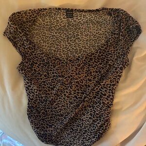 SHEIN Animal Print V-Neck Blouse